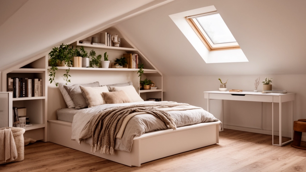 jak urządzić mały pokój ze skosem